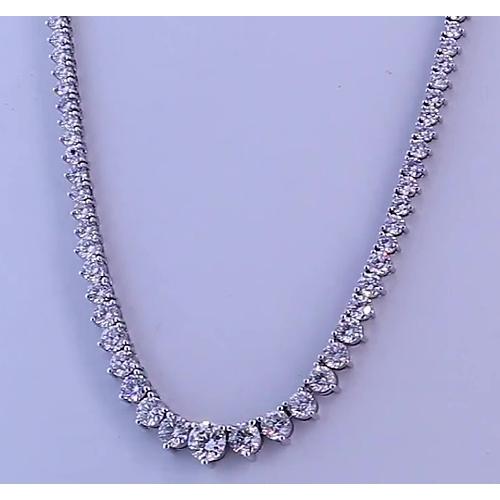 14.65 Carats Round Diamond Womens' Necklace White Gold 14K