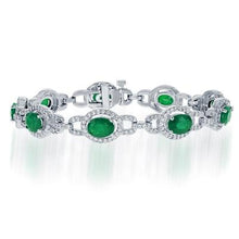 15 Ct Oval Cut Green Emerald With Diamonds Bracelet