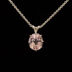 15 Ct. Solitaire Oval Cut Pink Kunzite Necklace Pendant White Gold 14K