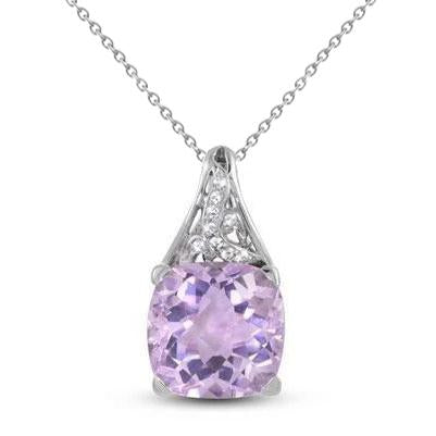 15.35 Carats Kunzite And Diamonds Pendant Necklace White Gold 14K