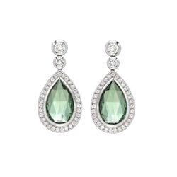 15.66 Ct Green Tourmaline Diamond Drop Dangle Earring