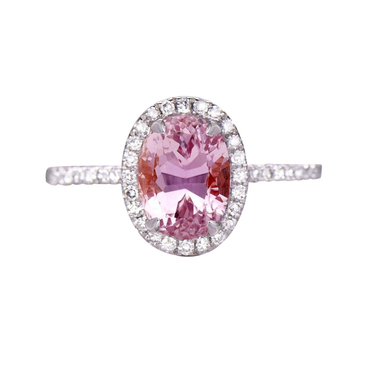 16.40 Ct Prong Set Kunzite With Diamonds Wedding Ring Gold White 14K