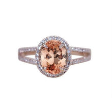 17.25 Ct Oval And Round Cut Morganite With Diamonds Ring Rose Gold