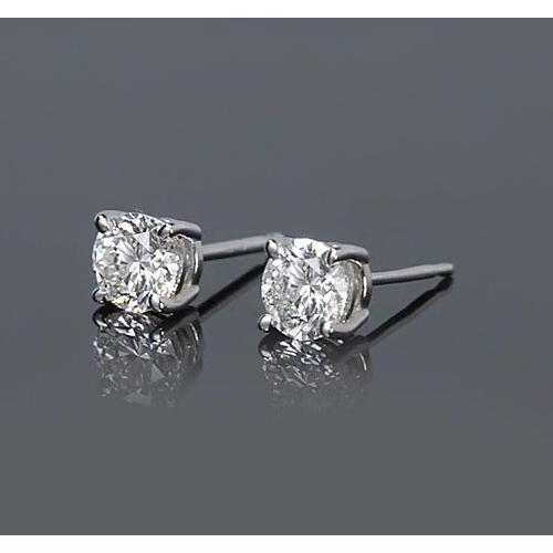 1.20 Carats Four Prong Round Diamond Stud Earring White Gold 14K F Vs1