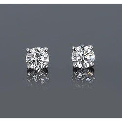 1.20 Carats Four Prong Round Diamond Stud Earring White Gold 14K F Vs1