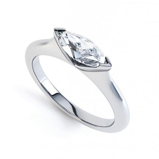 1.25 Carat Bezel Set Marquise Cut Diamond Wedding Ring