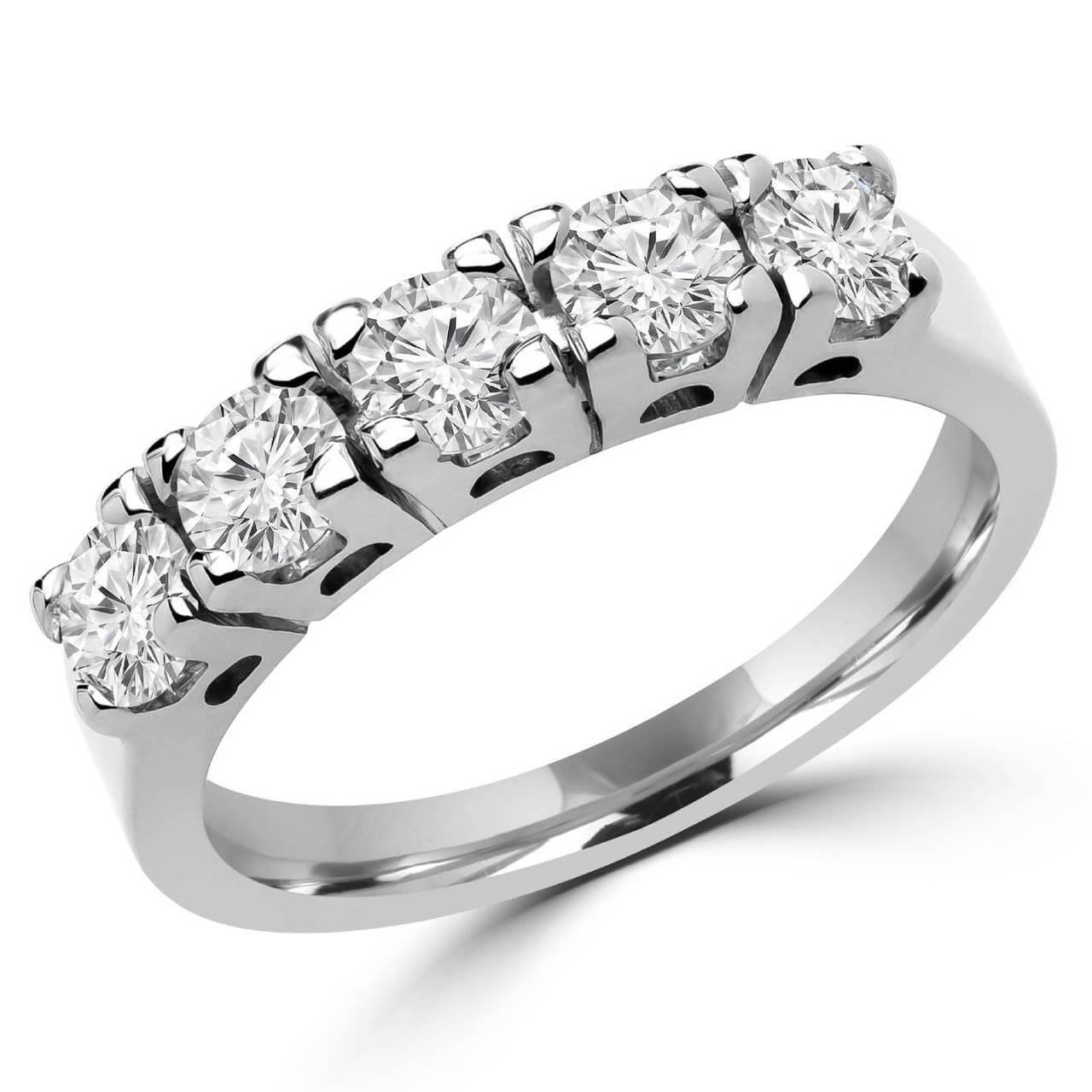 1.25 Ct Five Stone Diamond Half Eternity Wedding Band