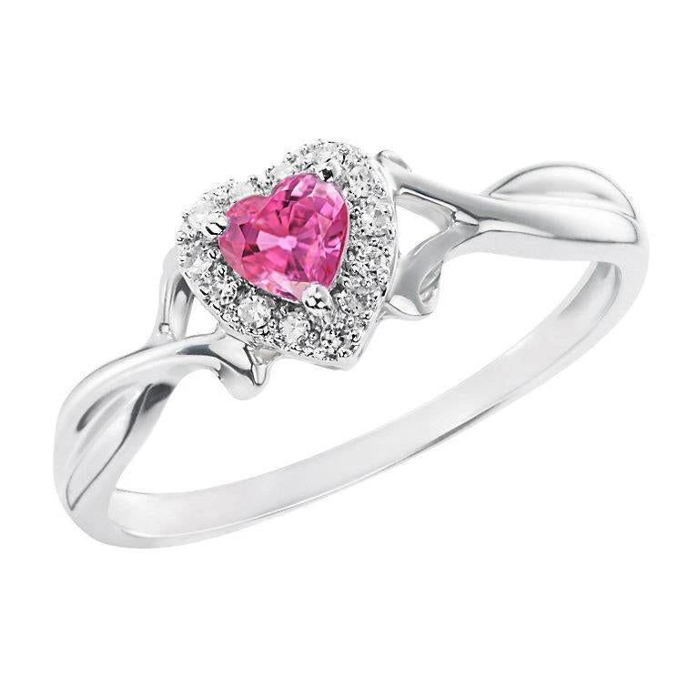 1.30 Ct Pink Sapphire And Diamond Wedding Ring 14K White Gold