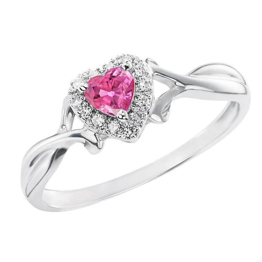 1.30 Ct Pink Sapphire And Diamond Wedding Ring 14K White Gold