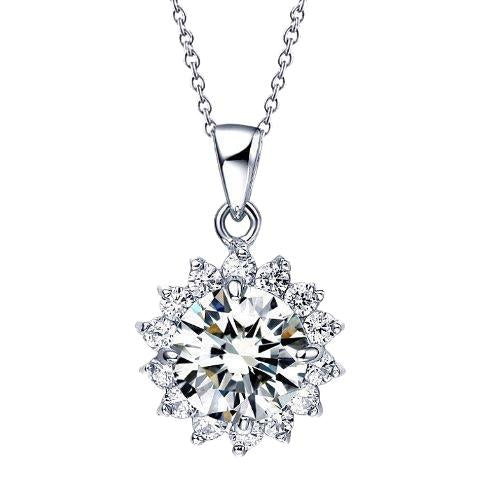 1.40 Carats Round Diamond Necklace Pendant White Gold 14K