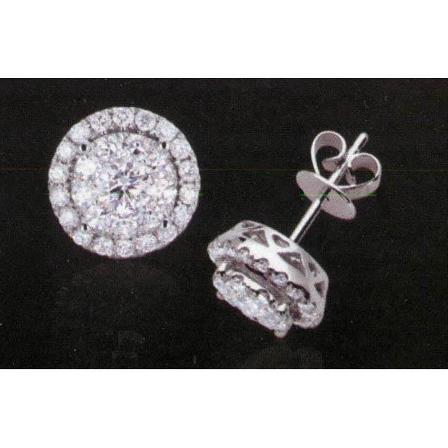 1.40 Ct Diamond Stud Halo Jacket Earrings
