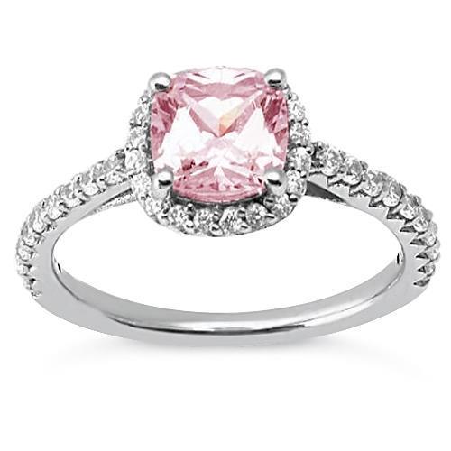 1.41 Ct Cushion Pink Sapphire Anniversary Halo Ring Gemstone