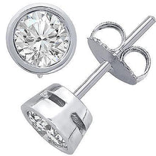 1.5 Ct Bezel Set F Vs1 Round Diamond Stud Earring White Gold