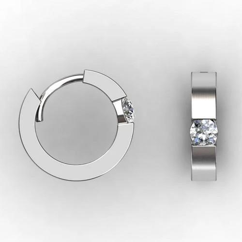 1.5 Ct Round Cut Diamond Solitaire Diamond Hoop Earring 14K White Gold