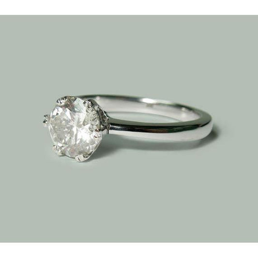 1.50 Carat Diamond Ring Solitaire Round White Gold 14K Jewelry