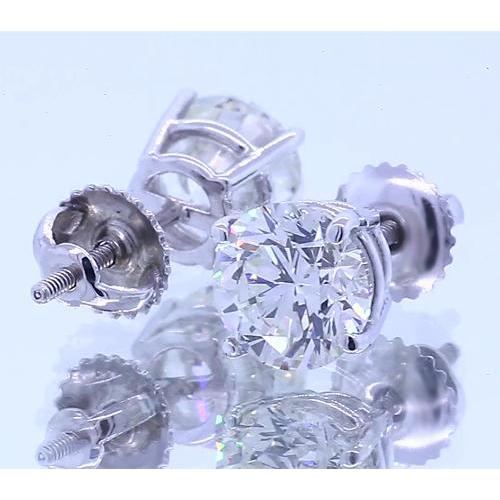 1.50 Carats Diamond Stud Earring Four Prong White Gold 14K