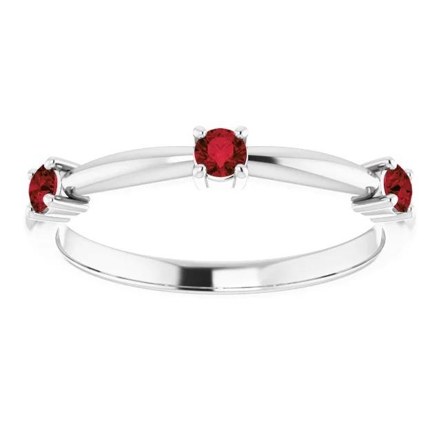 1.50 Carats Ring Three Stone Ruby White Gold 14K