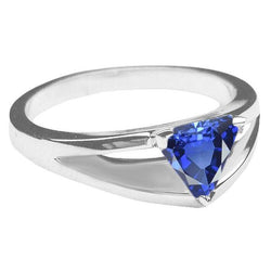 1.50 Carats Solitaire Ring Trillion Ceylon Sapphire Split Shank