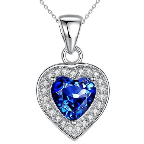 1.50 Ct Sri Lanka Blue Sapphire & Diamond Pendant 14K White Gold