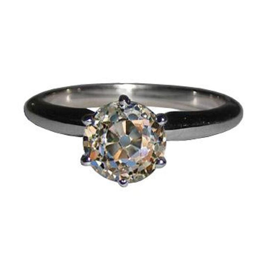 1.51 Carats Solitaire Old Miner Cut Natural Diamond White Gold 14K