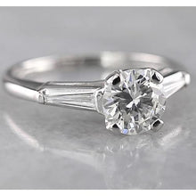 1.60 Carats Round & Baguette Three Stone Ring White Gold 14K