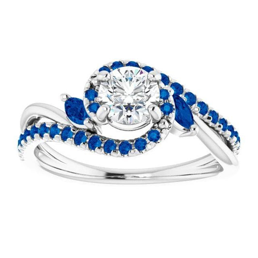 1.65 Carats Blue Sapphire Diamond Ring