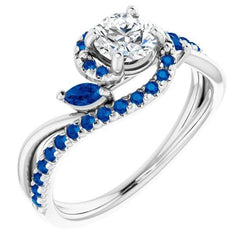 1.65 Carats Blue Sapphire Natural Earth Mined Diamond Ring