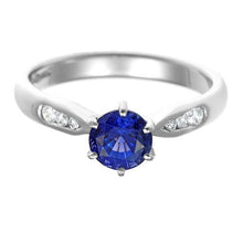 1.80 Carats Blue Ceylon Sapphire With Diamonds Ring White Gold 14K