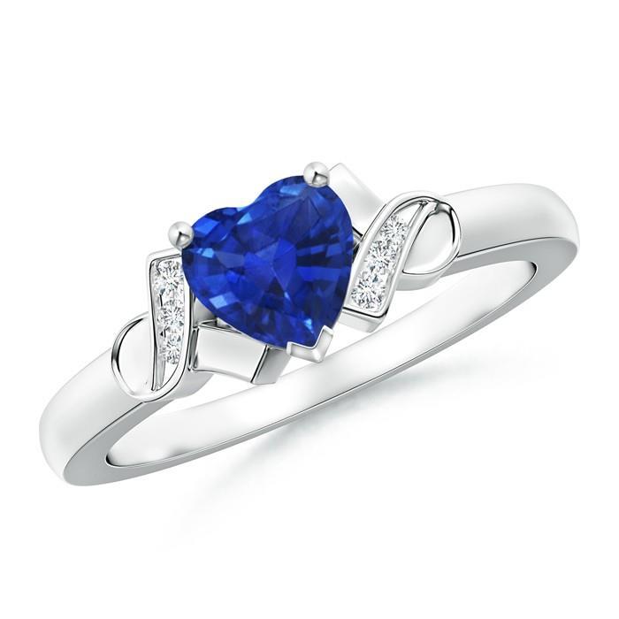 1.80 Carats Heart Sapphire And Diamonds Wedding Ring White Gold 14K