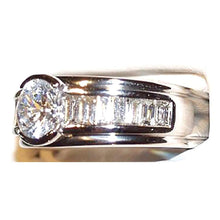 1.85 Carats Diamond White Gold 14K Men's Ring Half Bezel Set