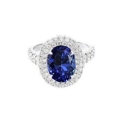 1.85 Carats Oval Cut Tanzanite And Diamond Wedding Ring White Gold 14K