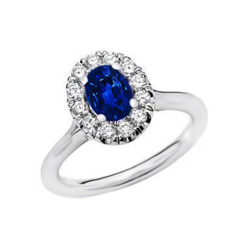 1.85 Ct Oval Round Cut Sri Lanka Sapphire Diamond Ring