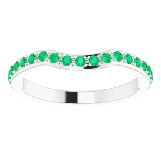 1.90 Carats Prong Setting Columbian Green Emerald Band Women Jewelry