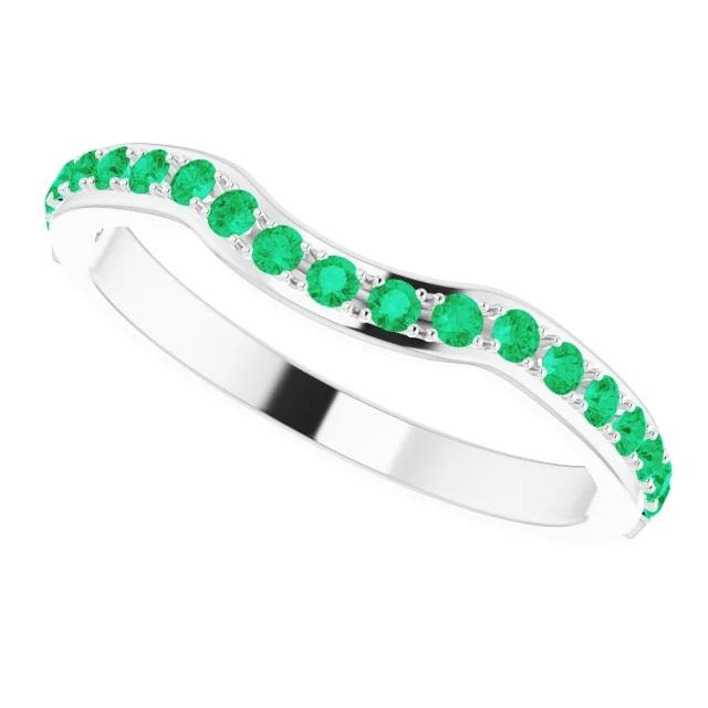 1.90 Carats Prong Setting Columbian Green Emerald Band Women Jewelry