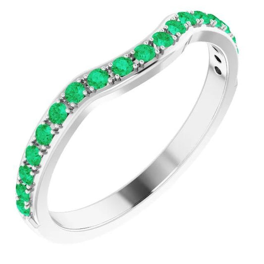 1.90 Carats Prong Setting Columbian Green Emerald Band Women Jewelry