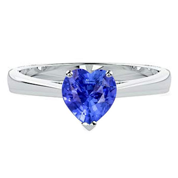 2 Carat Solitaire Ring Heart Prong Set Light Blue Sapphire Gold 14K