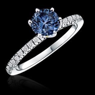 2 Carats Blue Diamond Engagement Ring 6 Prong Gemstone