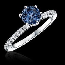 2 Carats Blue Diamond Engagement Ring 6 Prong Gemstone