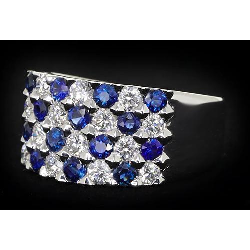 2 Carats Blue Sapphire Stones Anniversary Ring Thick Shank