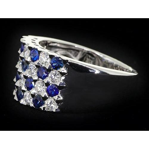 2 Carats Blue Sapphire Stones Anniversary Ring Thick Shank