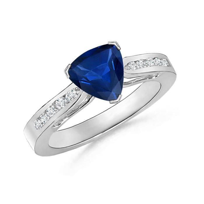 2 Carats Ceylon Sapphire And Diamonds Ring White Gold 14K