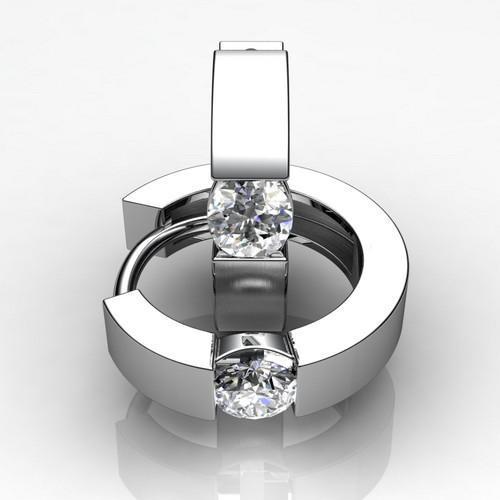 2 Carats Channel Set Solitaire Diamond Hoop Earring White Gold