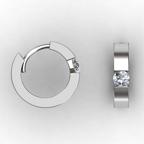 2 Carats Channel Set Solitaire Diamond Hoop Earring White Gold