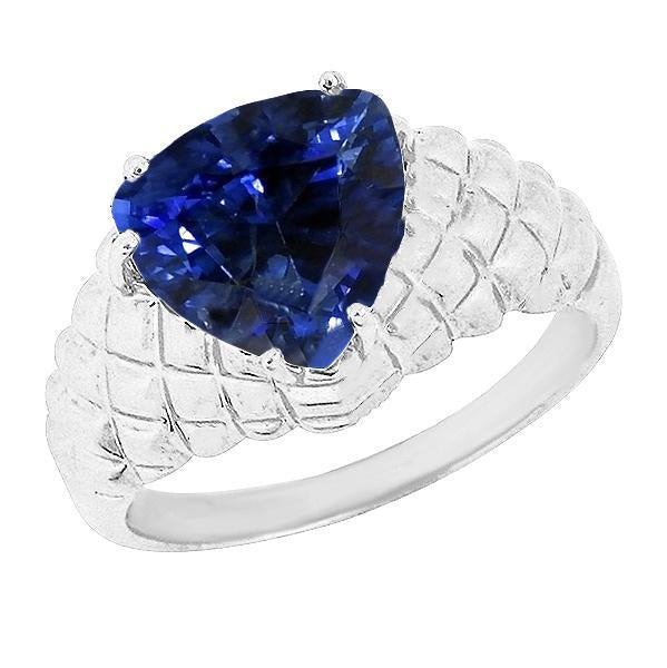 2 Carats Gemstone Jewelry Trillion Sapphire Ring Antique Style