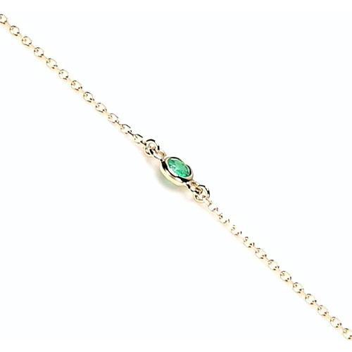 2 Carats Green Emerald Bezel Set Bracelet Yellow Gold 14K