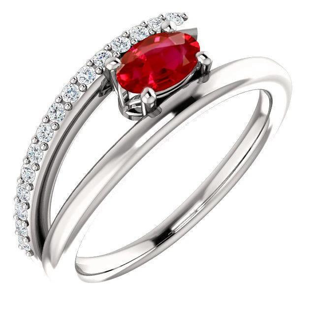 2 Carats Red Ruby With Diamonds Ring White Gold 14K