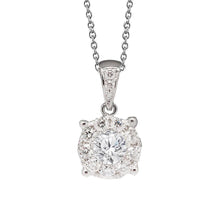 2 Carats Round Diamond Halo Pendant Solid White Gold 14K