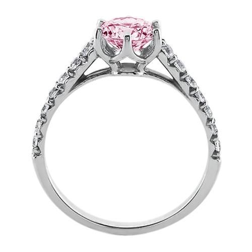2 Carats Round Pink Sapphire Gemstone Engagement Ring WG 14K