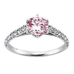 2 Carats Round Pink Sapphire Gemstone Engagement Ring WG 14K