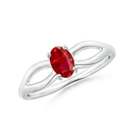 2 Carats Solitaire Prong Set Ruby Wedding Ring White Gold 14K